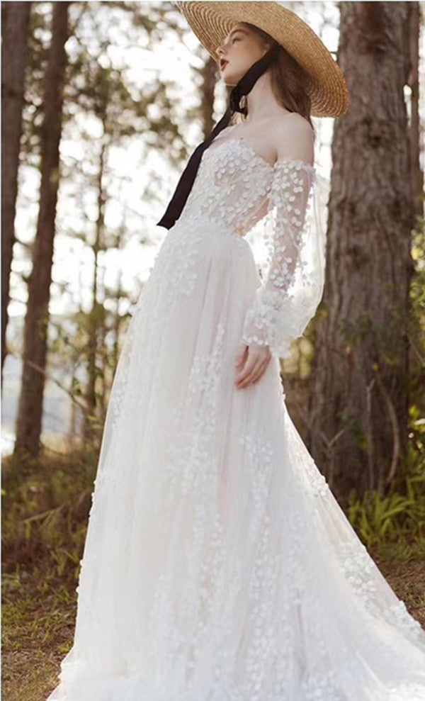 A-line Popular Lace Wedding Dresses, Elegant Wedding Bridal Gowns, Newest Quality Wedding Dresses