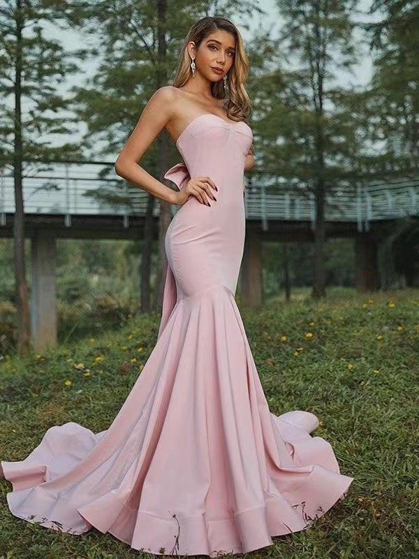 Strapless Light Pink Color 2023 Prom Dresses, Mermaid Girl Graduation Berryera Strapless Light Pink Color 2023 Prom Dresses, Mermaid Girl Graduation Berryera