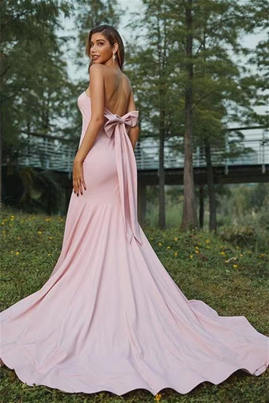 Strapless Light Pink Color 2023 Prom Dresses, Mermaid Girl Graduation Berryera Strapless Light Pink Color 2023 Prom Dresses, Mermaid Girl Graduation Berryera