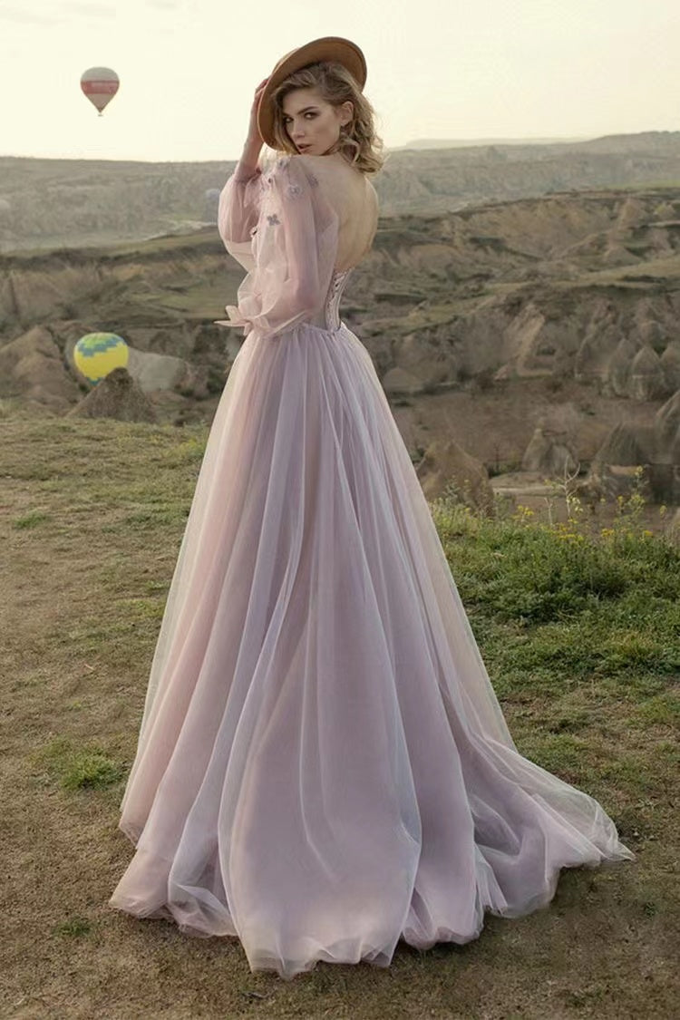 Long Sleeves A-line Prom Dresses, Newest Prom Dresses, 2023 Appliques Berryera Long Sleeves A-line Prom Dresses, Newest Prom Dresses, 2023 Appliques Berryera