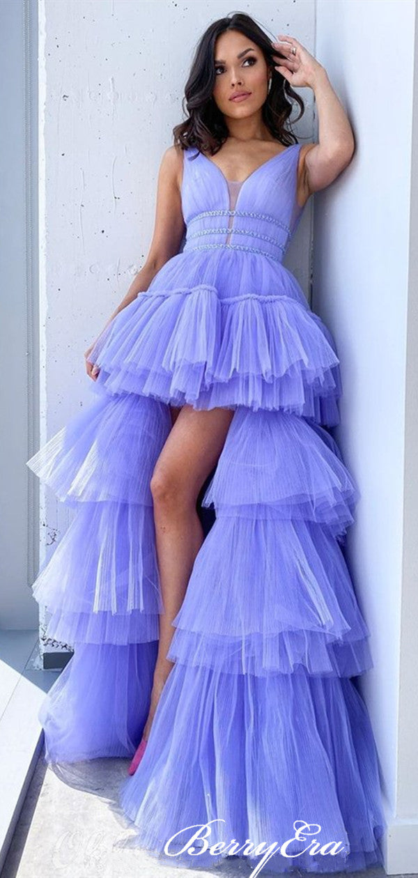 Unique Fashion Design Long Prom Dresses, Modest Fluffy 2020 Prom Dresses