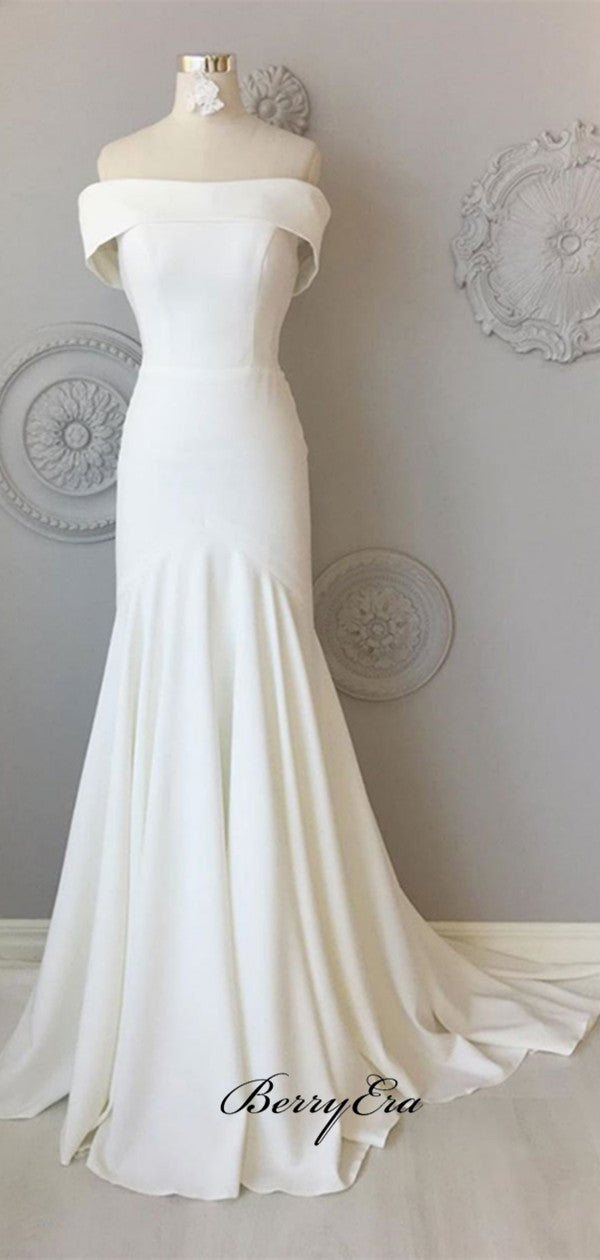 Off the Shoulder Wedding Dresses, Simple Design Wedding Dresses, Cheap Bridal Gowns