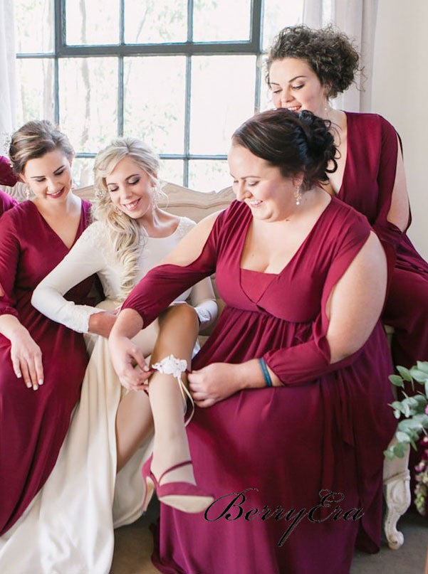 V-neck Chiffon Bridesmaid Dresses, Mismatched Bridesmaid Dresses, Wedding Guest Dresses
