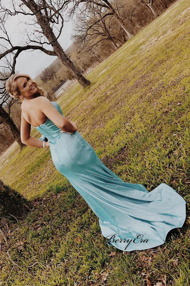 Simple Cheap 2020 Newest Prom Dresses, Strapless Long Prom Dresses