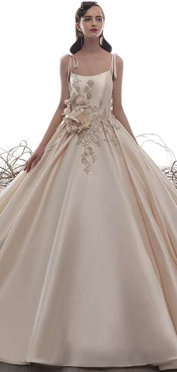 Elegant A-line Popular Bridal Gowns, Appliques Wedding Dresses, 2020 Wedding Dresses