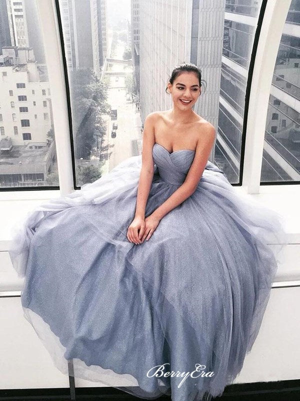 Sweetheart Strapless Long Prom Dresses, A-line Party Prom Dresses, 2020 Prom Dresses