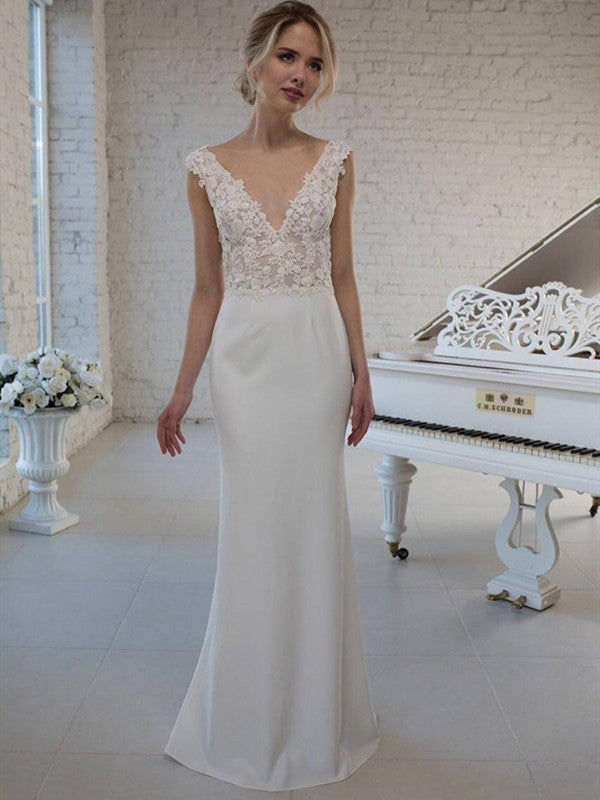 Sleeveless Lace Simple Wedding Dresses, Popular 2020 Wedding Dresses
