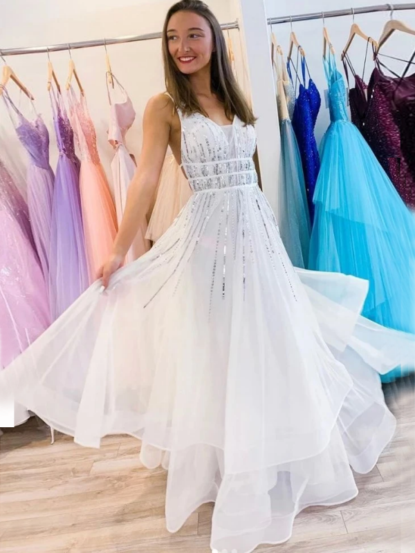 Spaghetti Straps Popular Prom Dresses, Sequins Prom Dresses, Party Long Prom Dresses