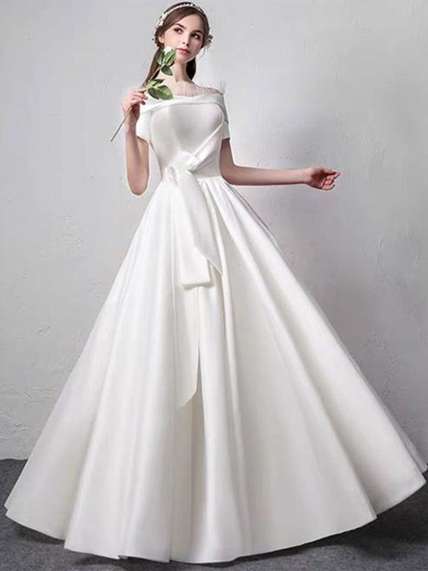 Modest A-line Bridal Gowns, Off The Shoulder Wedding Dresses