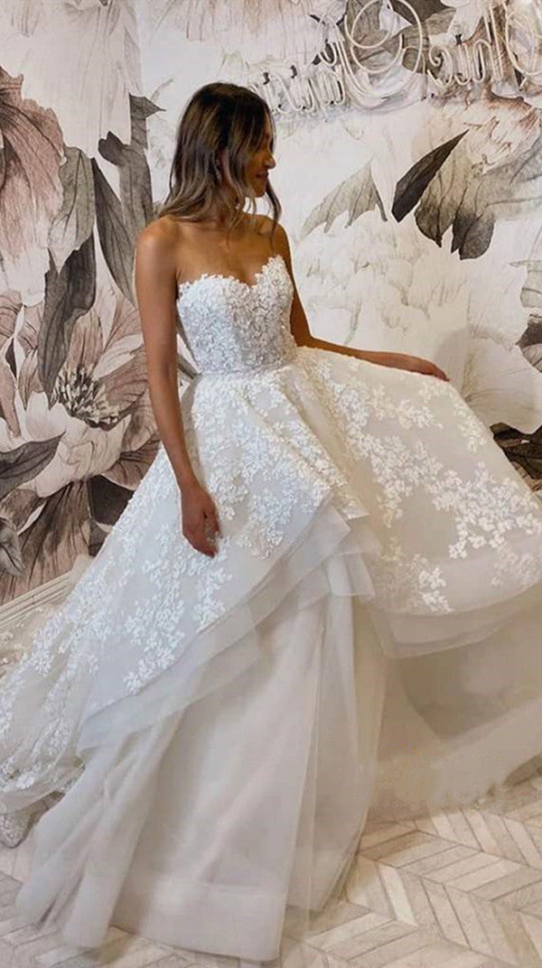 Chic Sweetheart Exquisite Wedding Dresses, Fancy Lace Newest Bridal Gowns