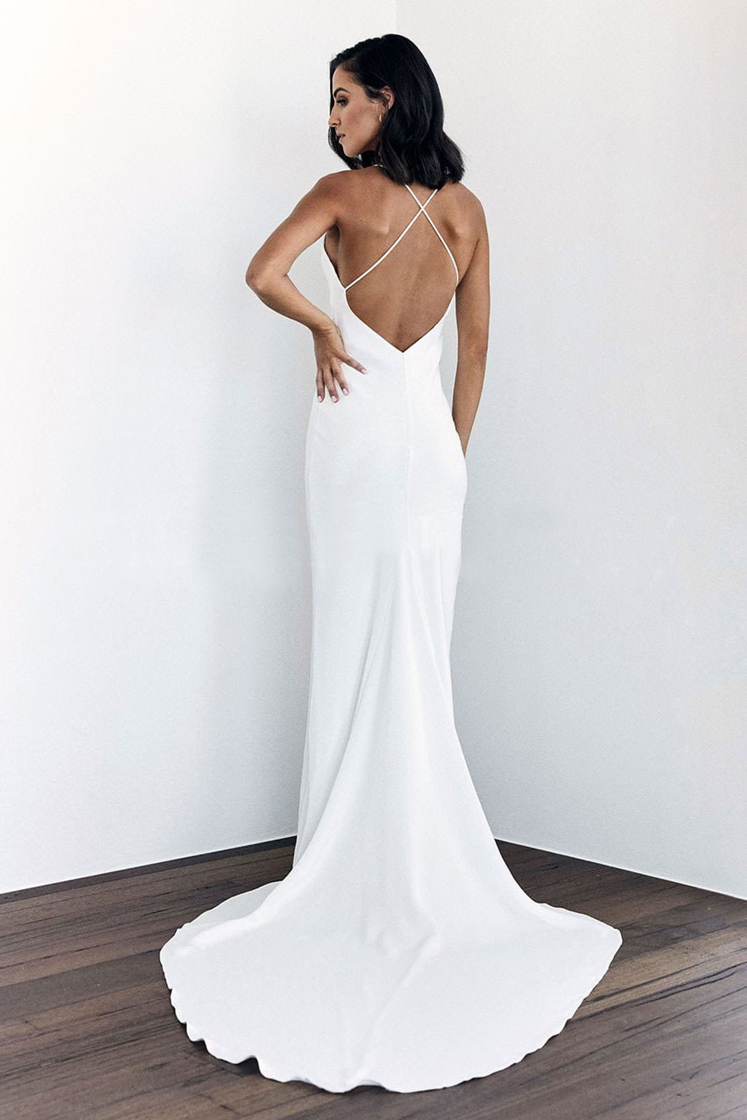 Spaghetti Straps Simple Wedding Dresses, Open Back Simple Wedding Dresses