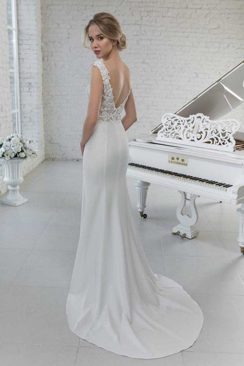 Sleeveless Lace Simple Wedding Dresses, Popular 2020 Wedding Dresses