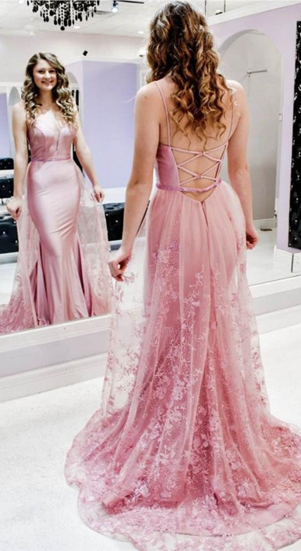 High Fahsion Lace Long Prom Dresses, Popular Mermaid 2020 Prom Dresses