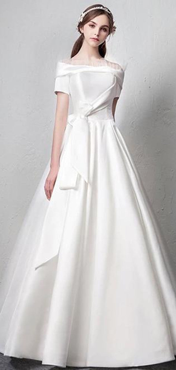 Modest A-line Bridal Gowns, Off The Shoulder Wedding Dresses