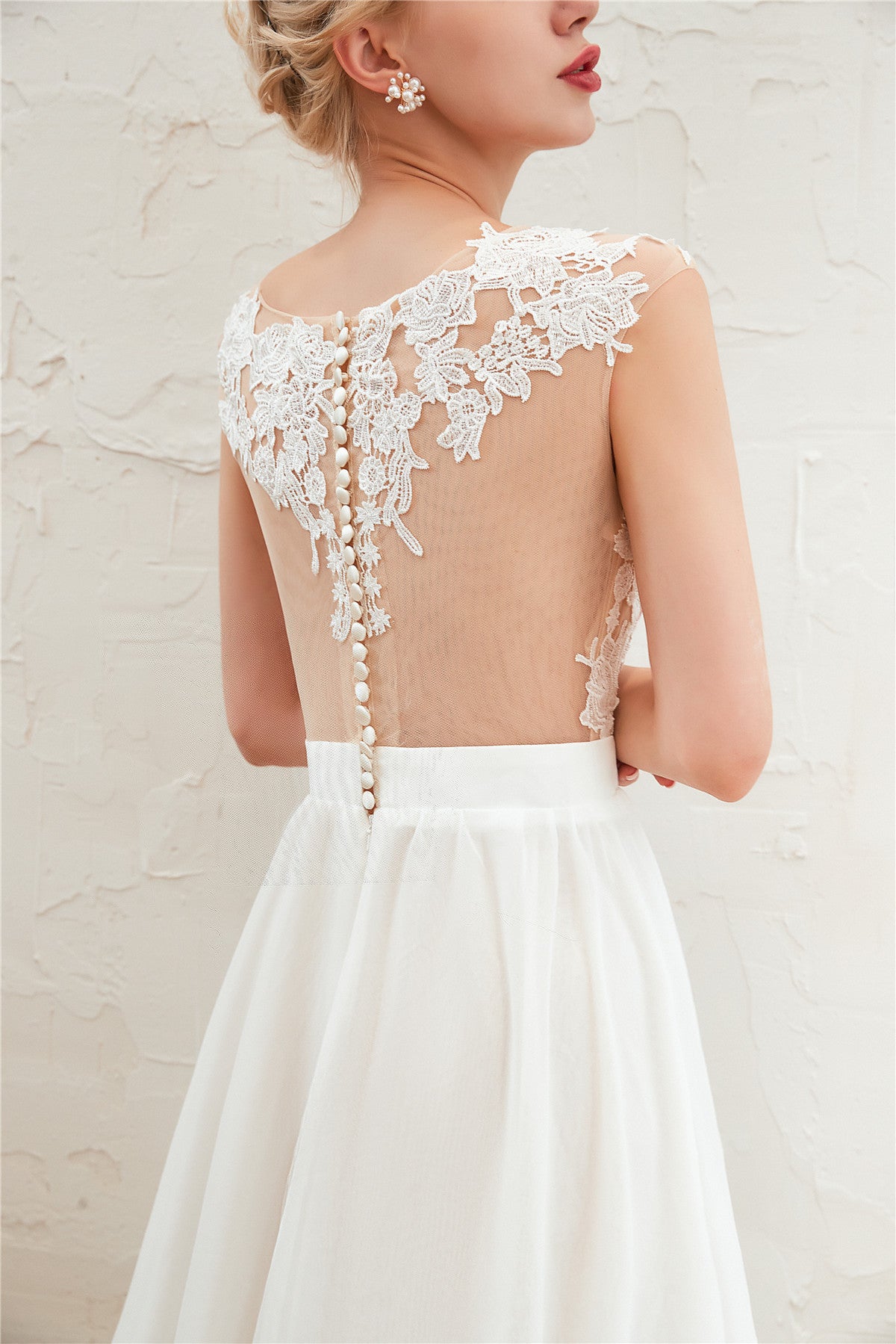 Side Slit Popular Long Wedding Dresses, Lace Fancy 2020 Wedding Dresses