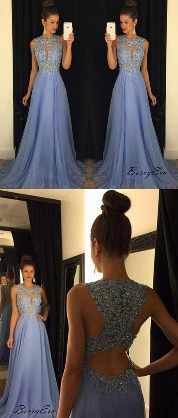 Rhinestones Beads Tulle Long Prom Dresses, A-Line Prom Dresses, Bling Party Dresses