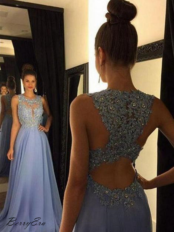 Rhinestones Beads Tulle Long Prom Dresses, A-Line Prom Dresses, Bling Party Dresses