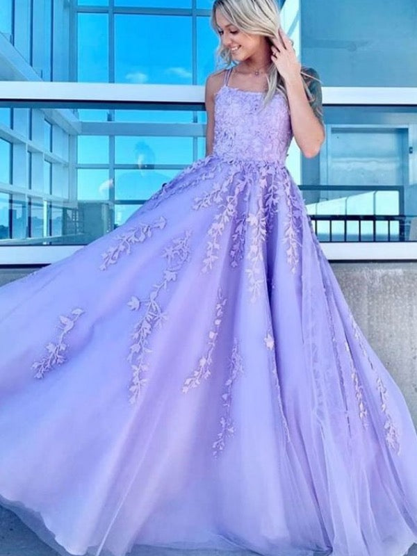 Modest Lilac Lace Prom Dresses, 2020 Newest Style Prom Dresses, Popular Long Prom Dresses