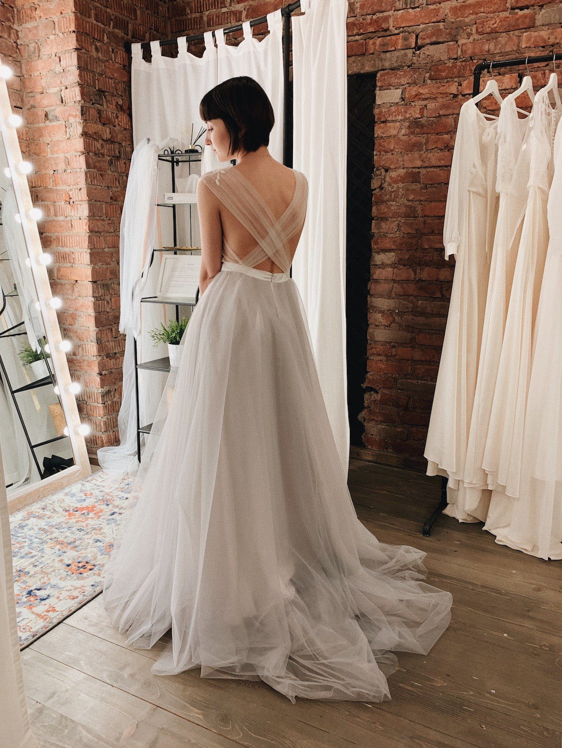 Simple Lace Long Wedding Dresses, 2020 Tulle Wedding Dresses, Beach Wedding Dresses