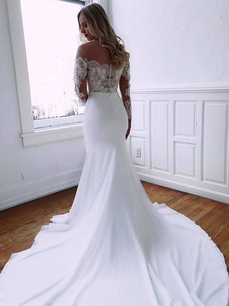 Long Sleeves Lace Popular Wedding Dresses, Mermaid Wedding Dresses, 2020 Wedding Dresses