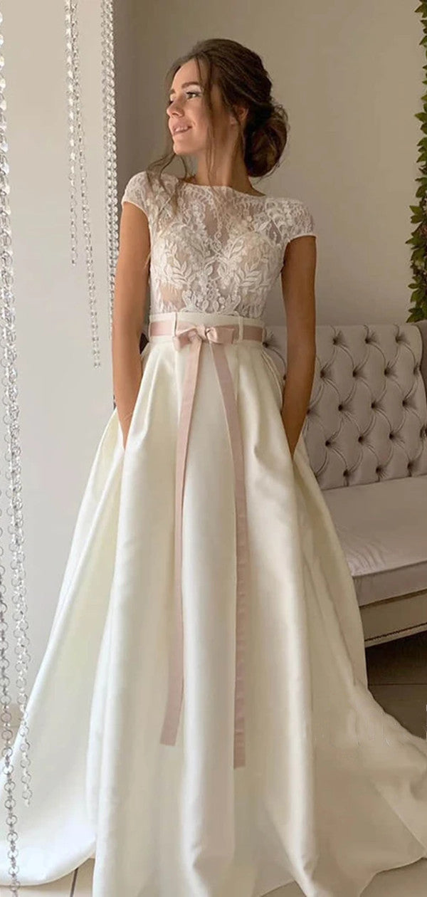 Cap Sleeves A-line Wedding Dresses, High Fashion Lace Wedding Dresses 2020