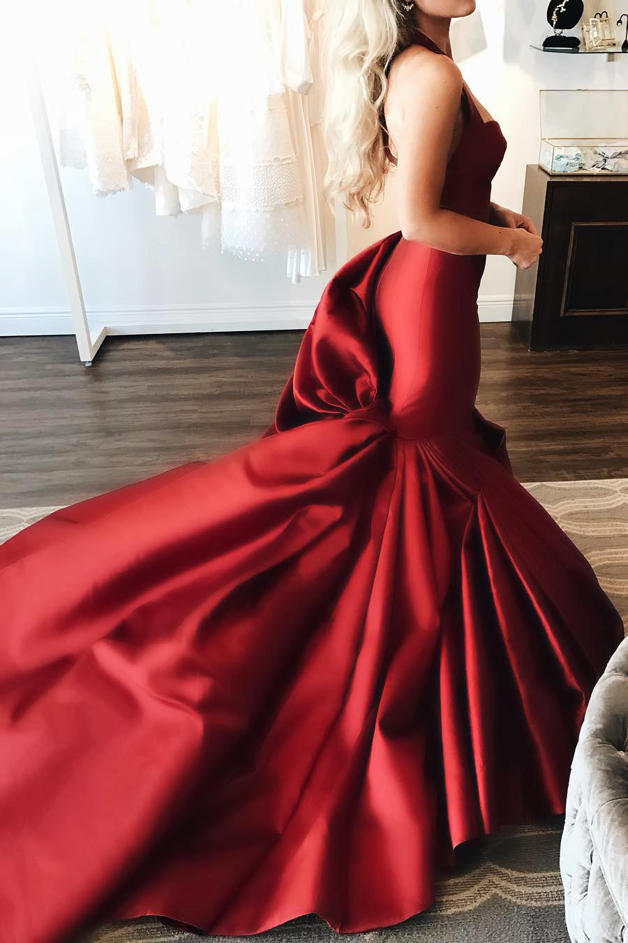 watermelon mermaid prom dress watermelon mermaid prom dress Elegant Watermelon Halter Puffy Tulle Prom Formal Dress