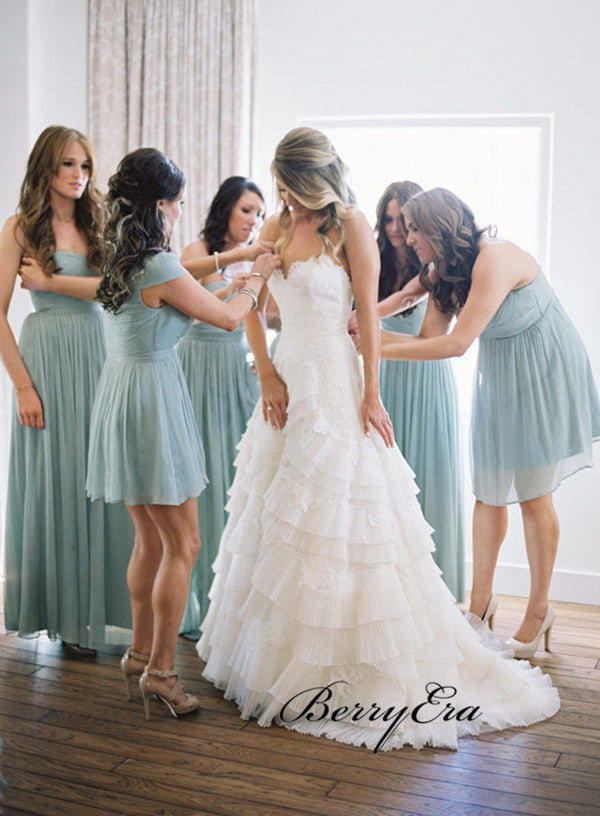 Strapless A-line Fluffy Wedding Dresses, Elegant Popular Wedding Dresses
