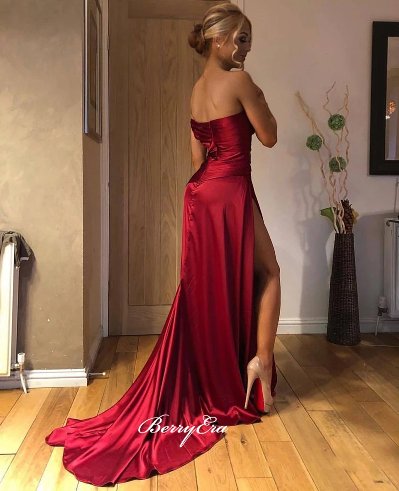 High Slit Popular Long Prom Dresses, Newest 2020 Prom Dresses, Fashion Prom Dresses