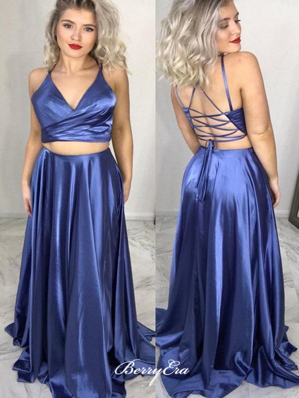 Two Pieces A-line Prom Dresses, School Party Long Prom Dresses 2020