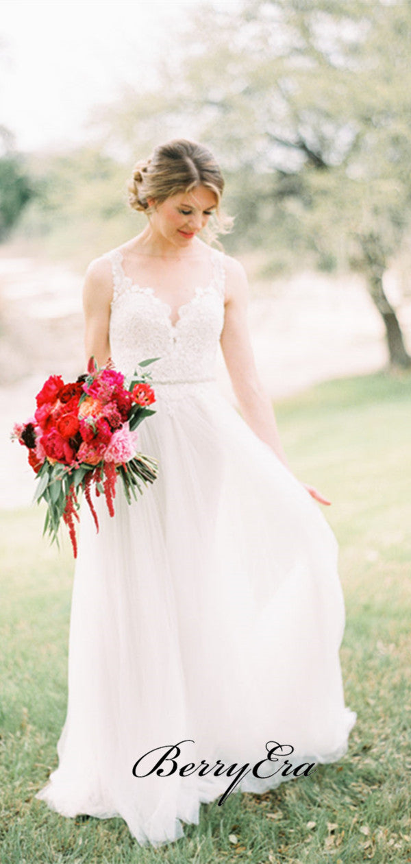 Elegant Popular Wedding Dresses, Lace Wedding Dresses, Outdoor Bridal Gowns