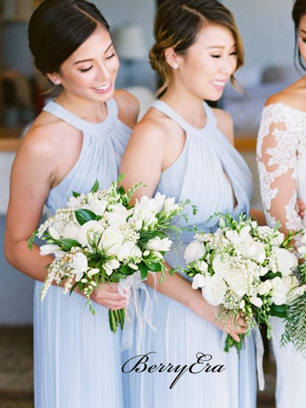 Light Blue Fashion Design Chiffon A-line Bridesmaid Dresses