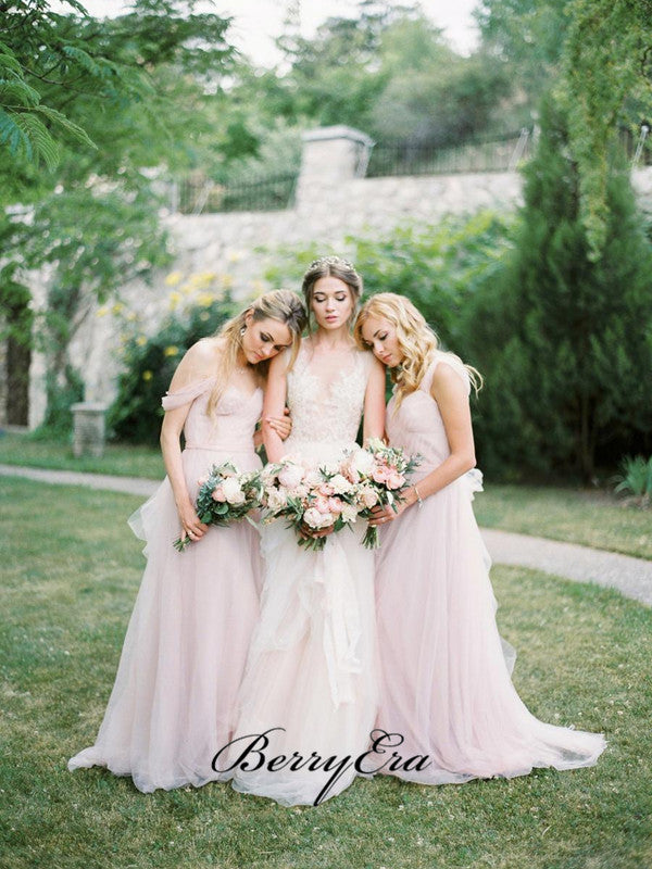 Light Pink Off Shoulder Bridesmaid Dresses, Tulle A-line Bridesmaid Dr Berryera Light Pink Off Shoulder Bridesmaid Dresses, Tulle A-line Bridesmaid Dr Berryera