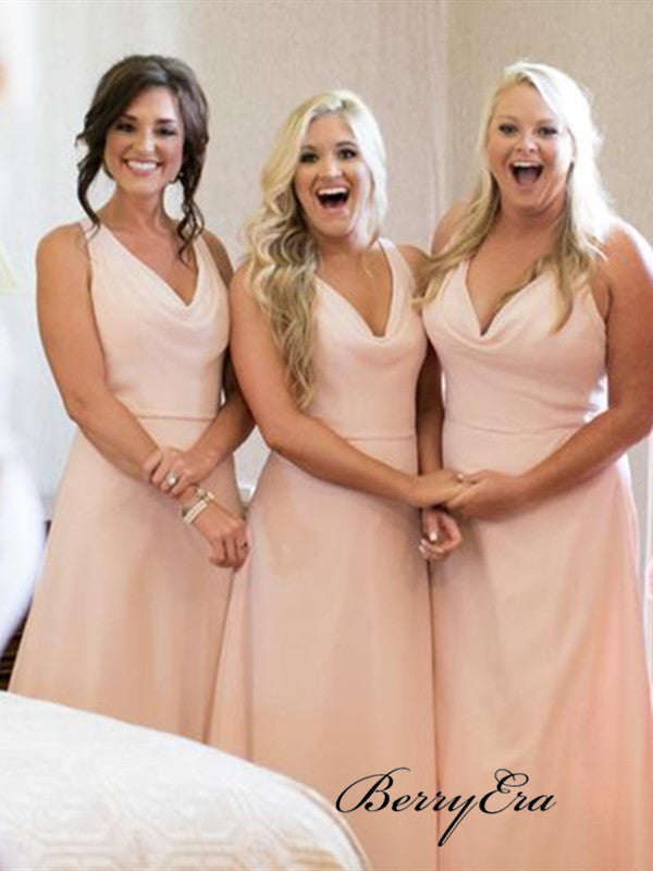 New Simple Pink Bridesmaid Dresses, A-line Chiffon Bridesmaid Dresses