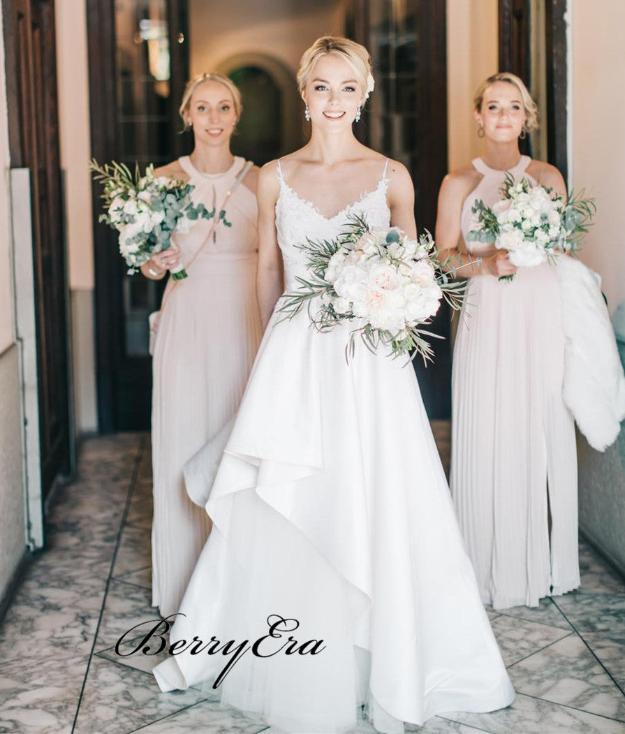 Elegant A-line Lace Wedding Dresses, Straps Unique Fashion Wedding Dresses