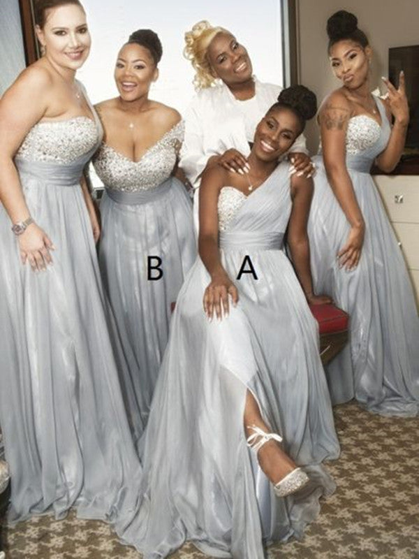 A-line Popular Wedding Guest Dresses, Long 2020 Bridesmaid Dresses