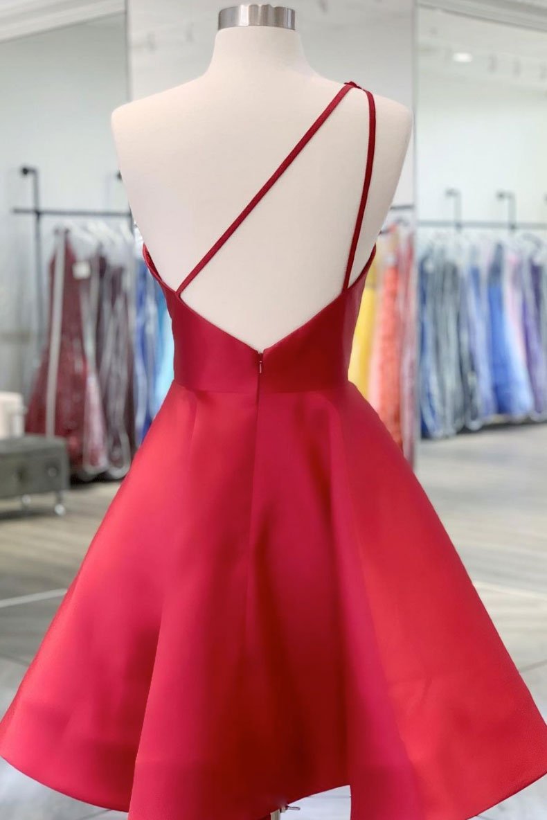 One Shoulder Red Color Homecoming Dresses, Homecoming Dresses, Popular Berryera One Shoulder Red Color Homecoming Dresses, Homecoming Dresses, Popular Berryera