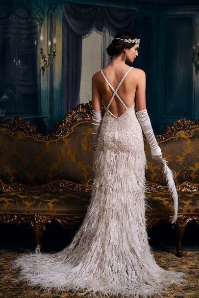 Great Gatsby Themed Wedding Dresses, Beaded  Feather Luxury Wedding Dresses, Newest Bridal Gown, 2022 Wedding Dresses