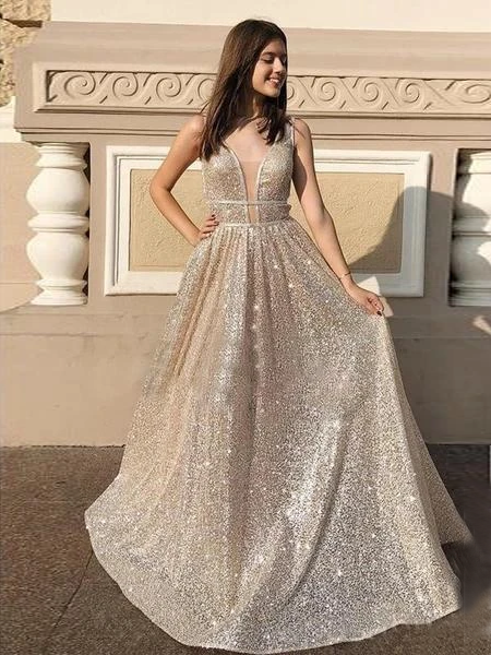 Sparkle Long Prom Dresses, Shiny Prom Dresses, Lovely Long Prom Dresses, 2020 Prom Dresses