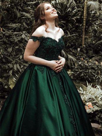 Off Shoulder Emerald Green Lace Satin Prom Dresses Berryera Off Shoulder Emerald Green Lace Satin Prom Dresses Berryera