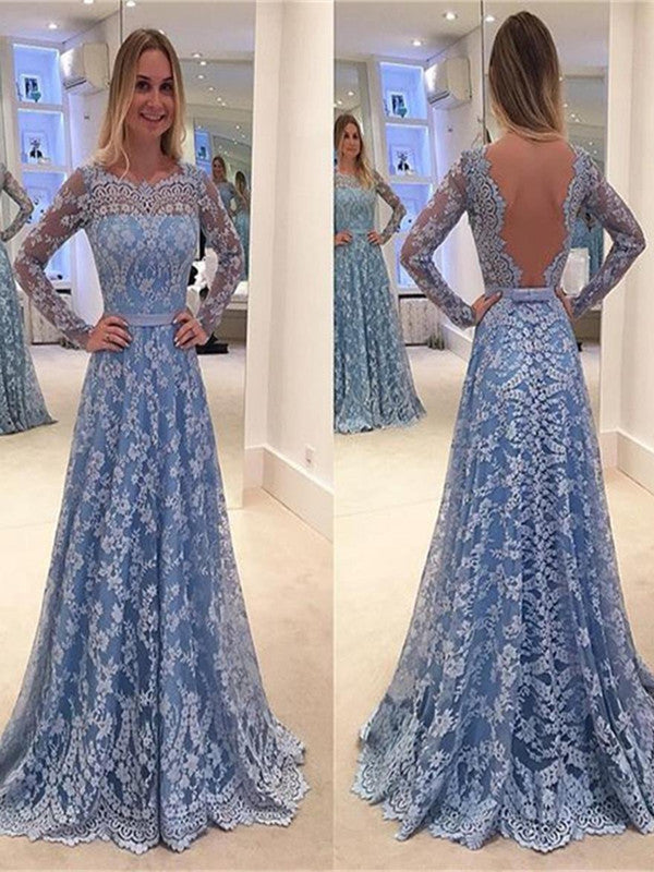 Lace Long Sleeves A-line Formal Cocktail Party Evening Prom Dress