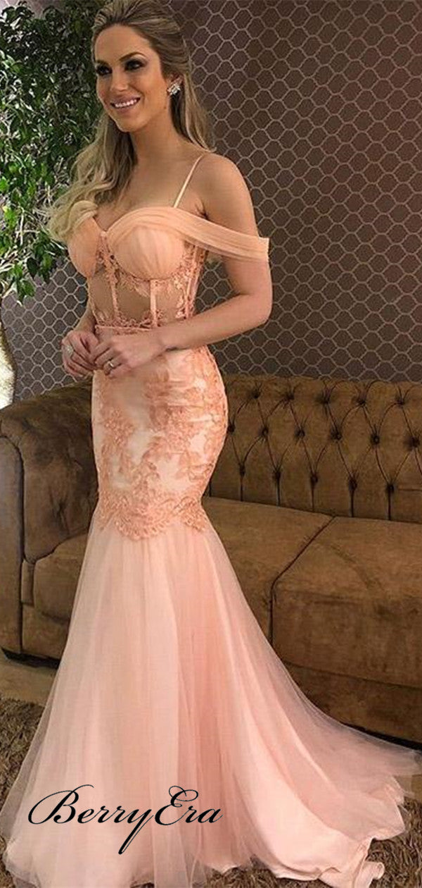 Off The Shoulder Sexy Prom Dresses, Newest Lace Mermaid Prom Dresses