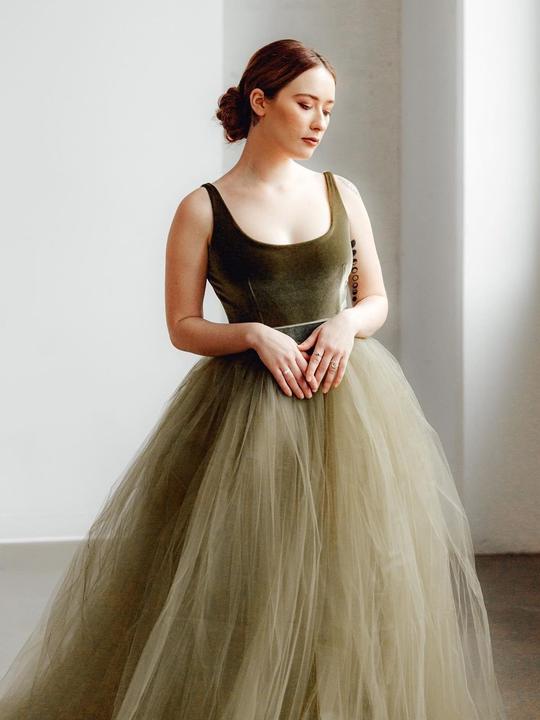 Modern Long Green Velvet A-line Prom Dresses, Simple Long Prom Dresses, 2021 Prom Dresses