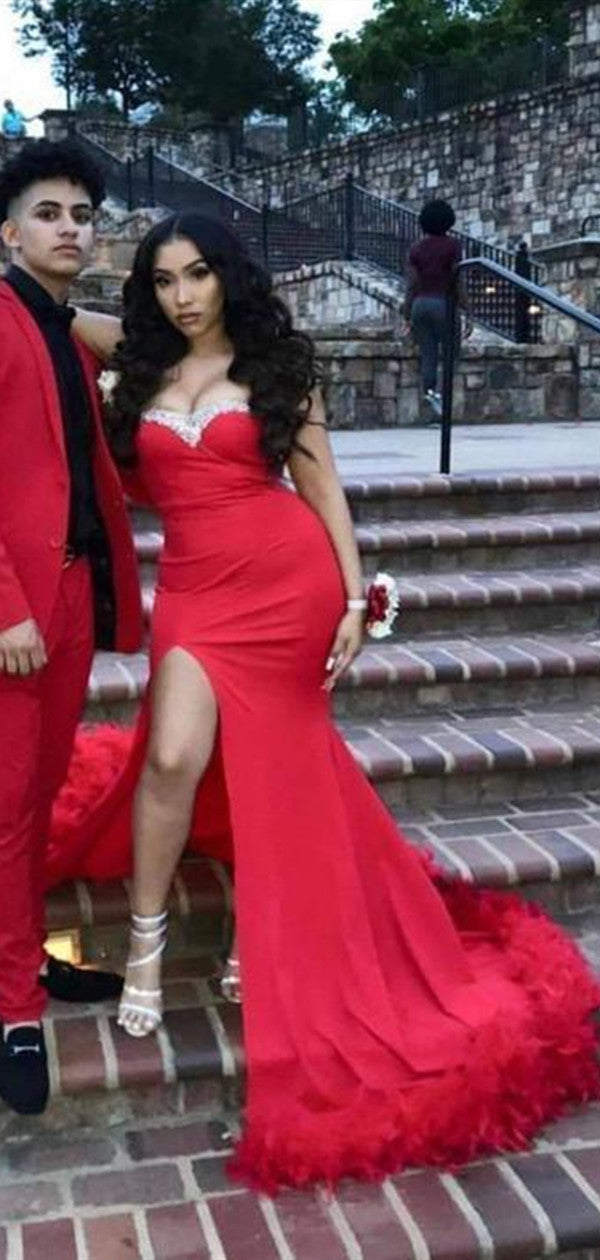 hot prom dresses 2021 Newest 2021 High Side Slit Long Prom Dresses, Sexy Evening Party Dress Berryera