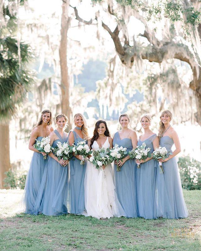 Convertible Long A-line Dusty Blue Tulle Bridesmaid Dresses – Berryera