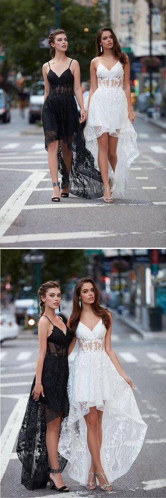 Elegant Spaghetti Straps Lace Evening Prom Dresses