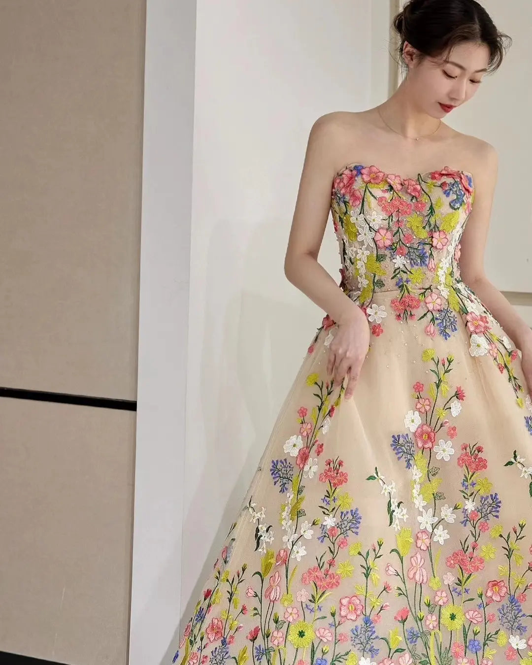 graduation dresses unique Floral Tea Length Prom Dresses, Elegant A-line Party Dresses, Newest G – Berryera