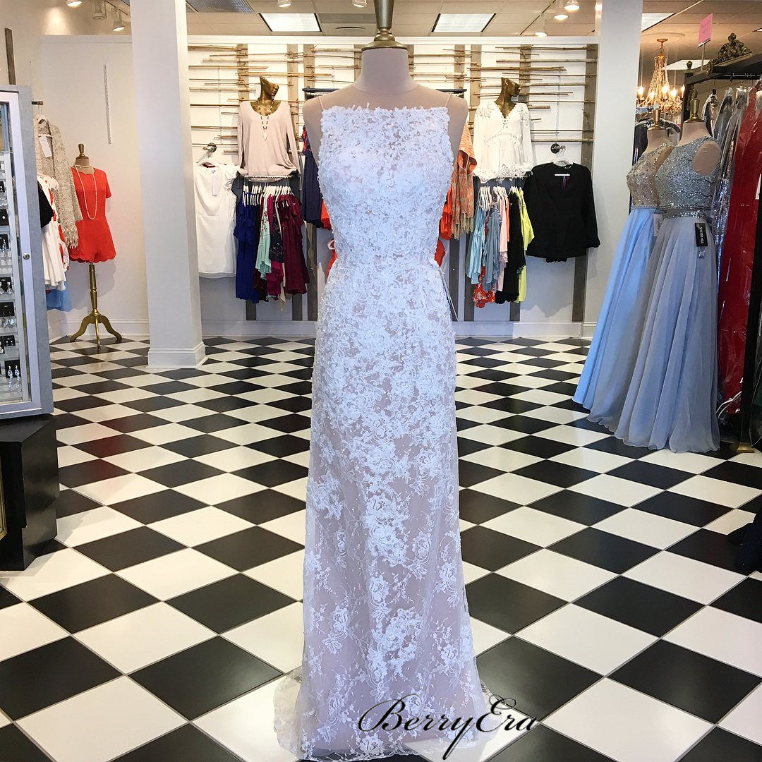 Lace Beaded Long Prom Dresses, 2 Pieces Prom Dresses, Elegant Prom Dresses