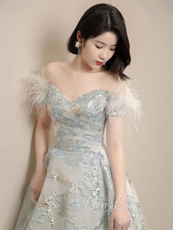 Gorgeous A-line Embrodiery Organza Prom Dresses, Popular Prom Dresses, 2023 Prom Dresses, Newest Long Prom Dresses