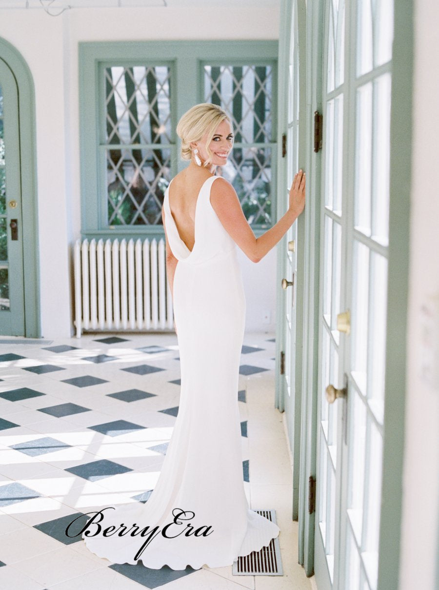Simple Elegant Ivory Wedding Dresses, Sleeves Mermaid Popular Wedding Berryera Simple Elegant Ivory Wedding Dresses, Sleeves Mermaid Popular Wedding Berryera