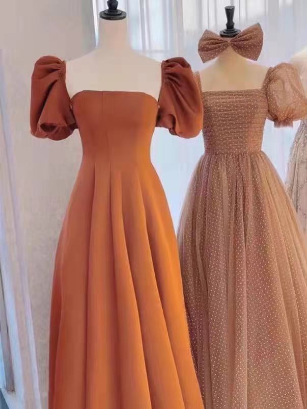 Square Neck Elegant Long  Prom Dresses, Popular A-line Prom Dresses, 2021 Fashion Dresses